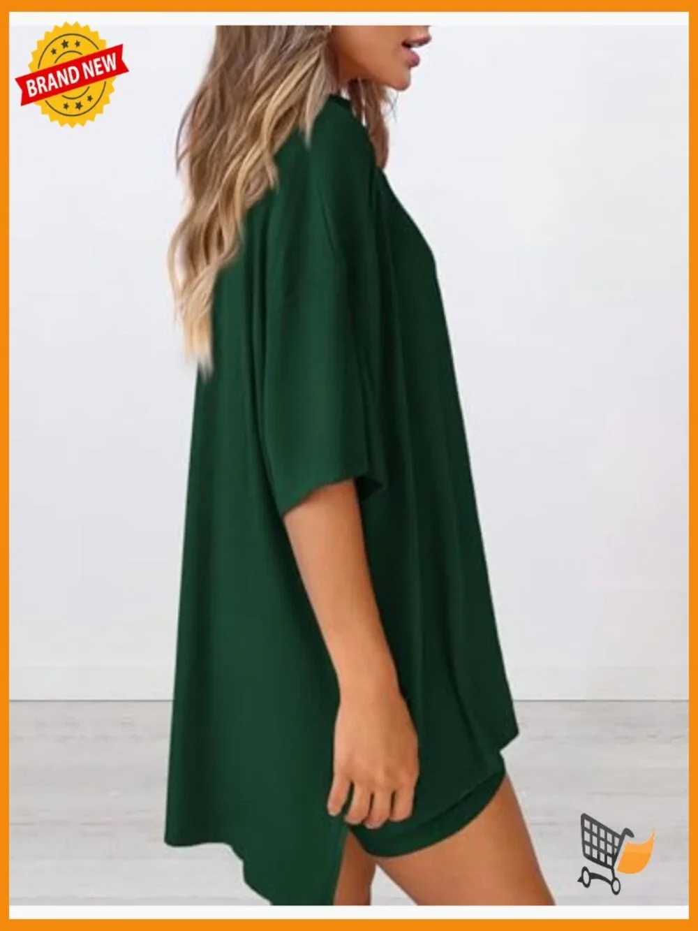 Women 2 Piece Lounge Set Oversized Shirt Biker Shorts Matching Outfit
